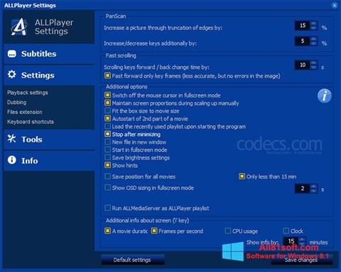 スクリーンショット ALLPlayer Windows 8.1版