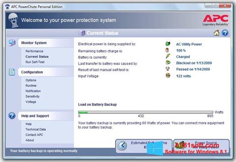 スクリーンショット PowerChute Personal Edition Windows 8.1版