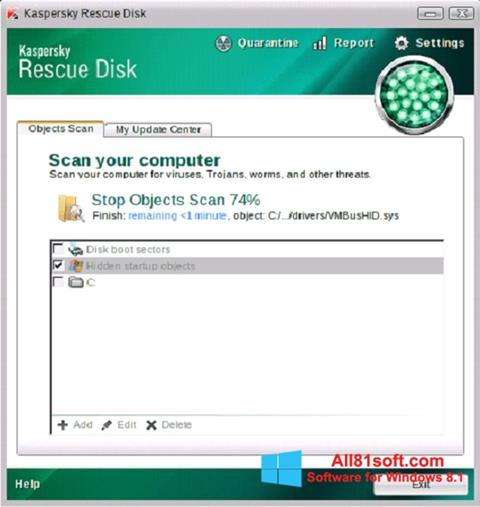 スクリーンショット Kaspersky Rescue Disk Windows 8.1版