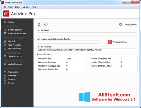 スクリーンショット Avira Antivirus Pro Windows 8.1版