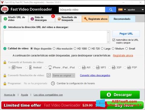 スクリーンショット Fast Video Downloader Windows 8.1版