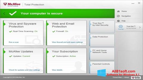 スクリーンショット McAfee Total Protection Windows 8.1版