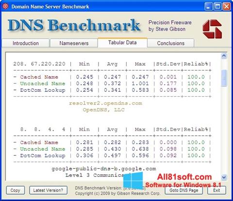 スクリーンショット DNS Benchmark Windows 8.1版