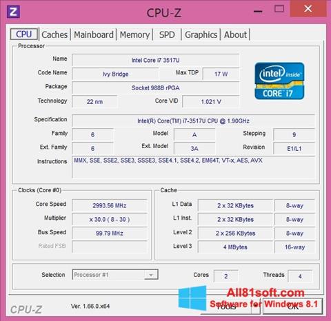 スクリーンショット CPU-Z Windows 8.1版