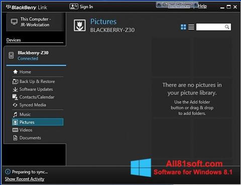 スクリーンショット BlackBerry Link Windows 8.1版