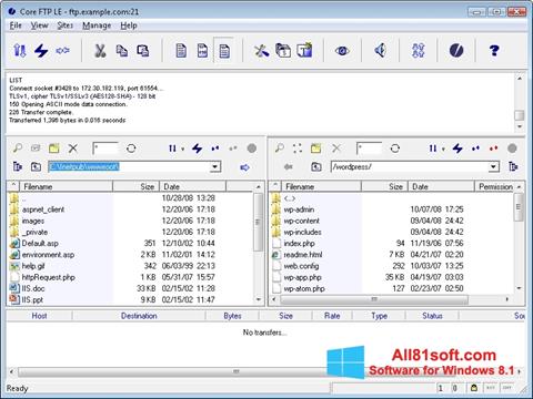 スクリーンショット Core FTP Windows 8.1版