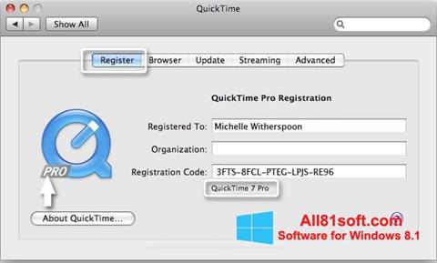 スクリーンショット QuickTime Pro Windows 8.1版