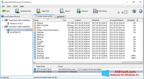スクリーンショット Active File Recovery Windows 8.1版