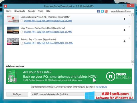スクリーンショット Free YouTube Download Windows 8.1版