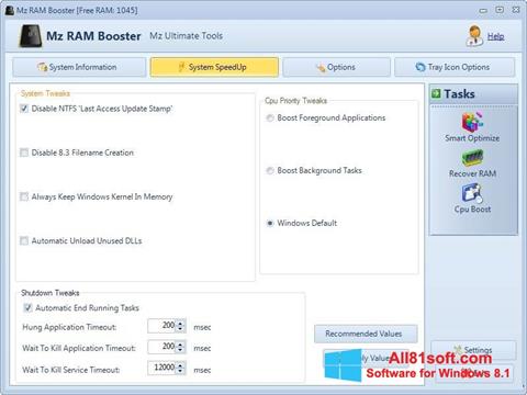 スクリーンショット Mz RAM Booster Windows 8.1版
