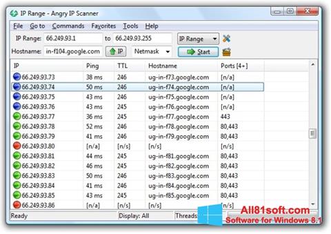 スクリーンショット Angry IP Scanner Windows 8.1版