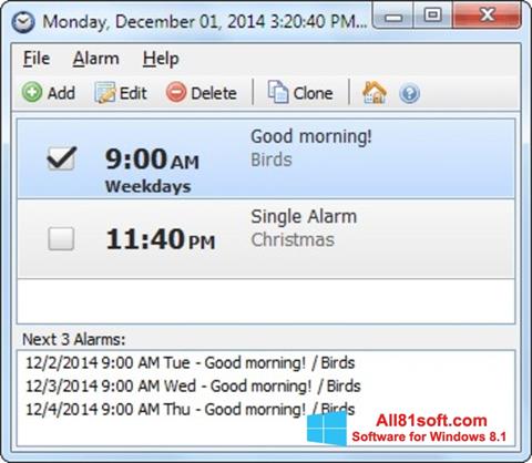 スクリーンショット Free Alarm Clock Windows 8.1版