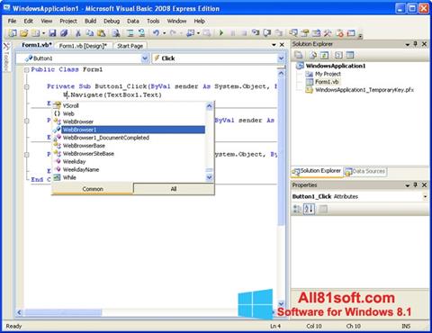 スクリーンショット Microsoft Visual Basic Windows 8.1版