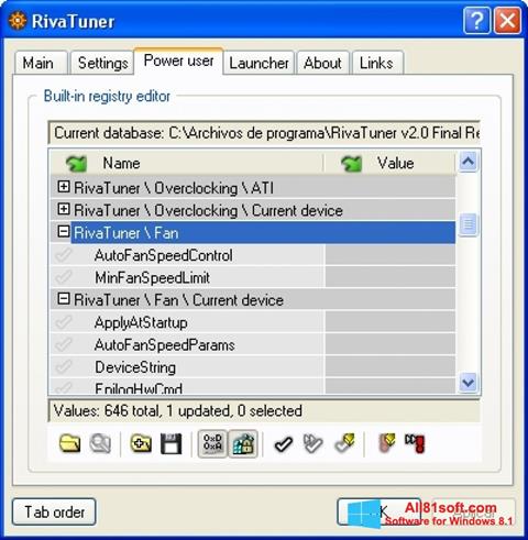 スクリーンショット RivaTuner Windows 8.1版