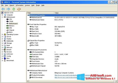 スクリーンショット AIDA32 Windows 8.1版