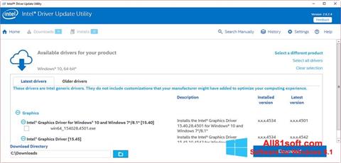 スクリーンショット Intel Driver Update Utility Windows 8.1版