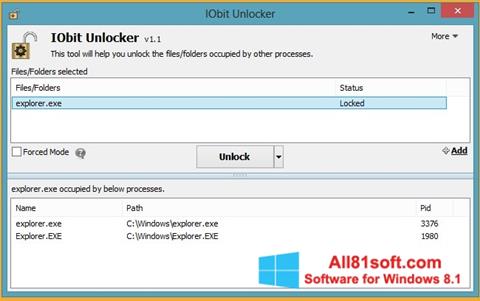スクリーンショット IObit Unlocker Windows 8.1版