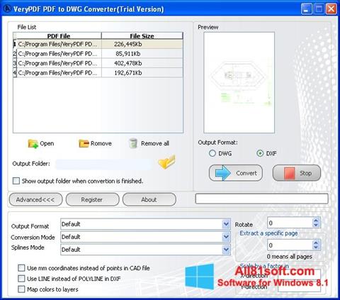 スクリーンショット PDF to DWG Converter Windows 8.1版