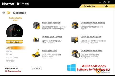 スクリーンショット Norton Utilities Windows 8.1版