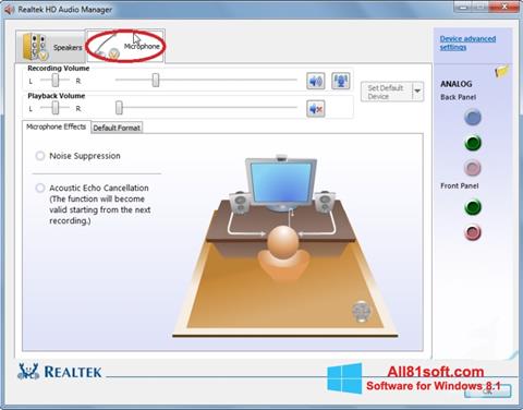 スクリーンショット Realtek Audio Driver Windows 8.1版