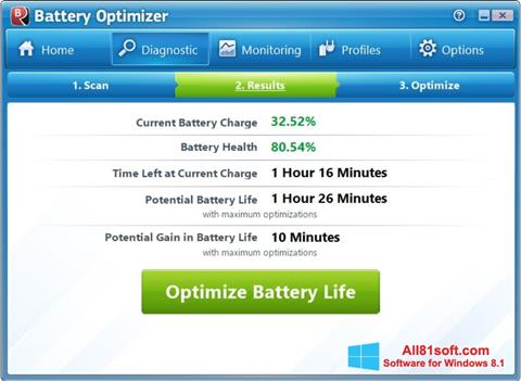 スクリーンショット Battery Optimizer Windows 8.1版
