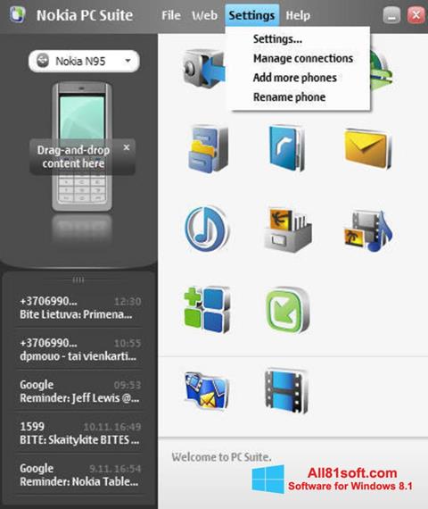 スクリーンショット Nokia PC Suite Windows 8.1版