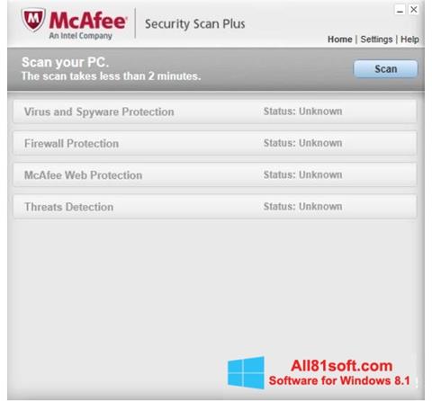 スクリーンショット McAfee Security Scan Plus Windows 8.1版