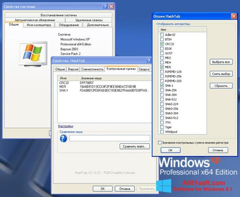 スクリーンショット HashTab Windows 8.1版